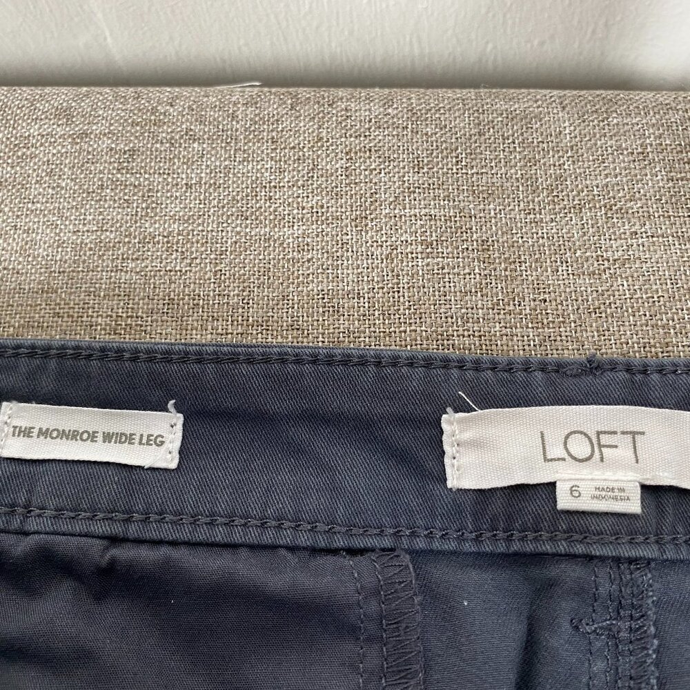 LOFT Monroe Wide Leg Chino Pants Women's 6 High Rise Gray Casual - Picture 5 of 14